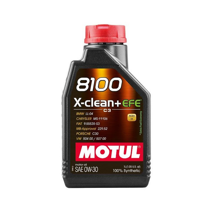 Huile moteur 8100 X-CLEAN+EFE SAE 0W-30 C3 1L 111657 MOTUL