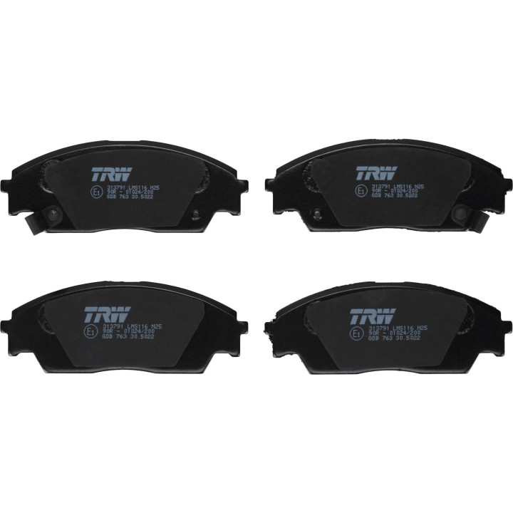 Jeu de 4 plaquettes de frein GDB763 TRW
