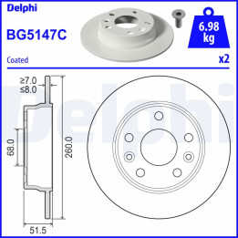Jeu de disques de frein BG5147C DELPHI