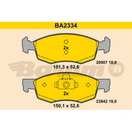 Jeu de 4 plaquettes de frein BA2334 BARUM