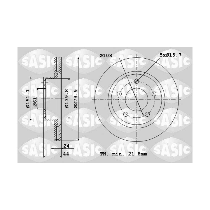 Disques de frein 6104036 SASIC