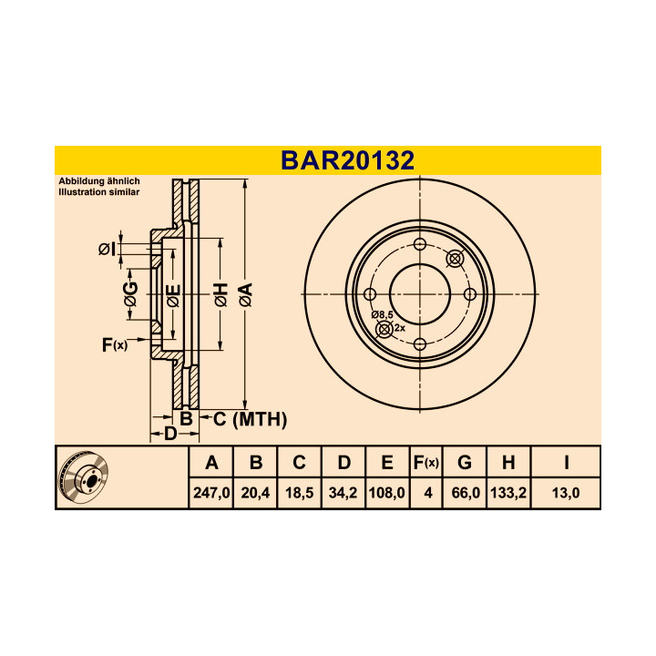 Jeu de disques de frein BAR20132 BARUM