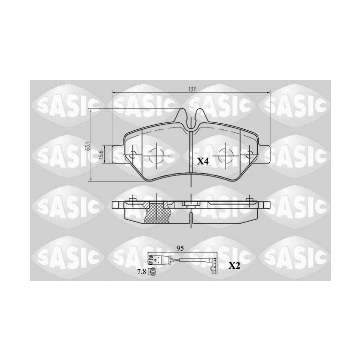 Jeu de 4 plaquettes de frein 6216060 SASIC